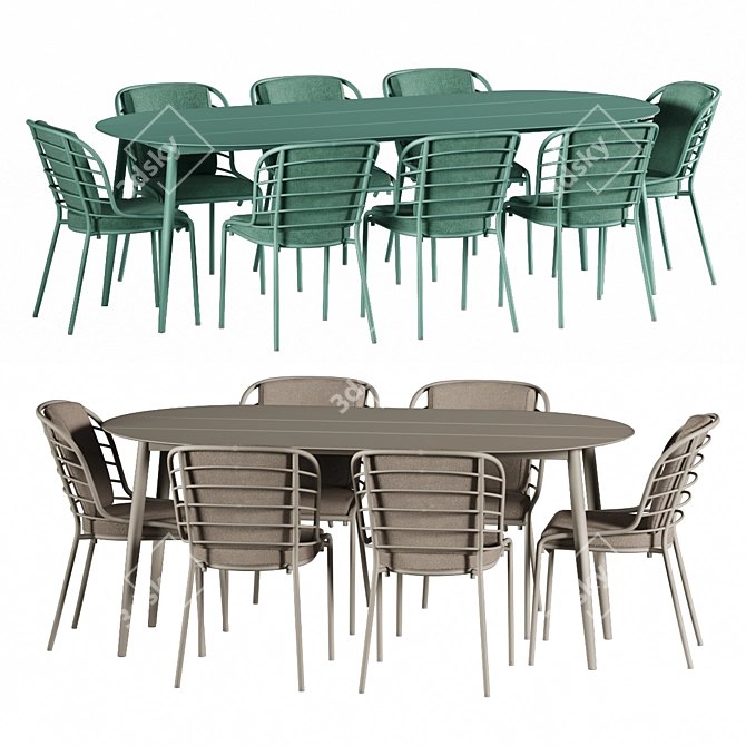 Elegant Cancún Outdoor Dining Set 3D model image 1