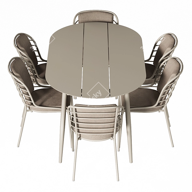 Elegant Cancún Outdoor Dining Set 3D model image 3