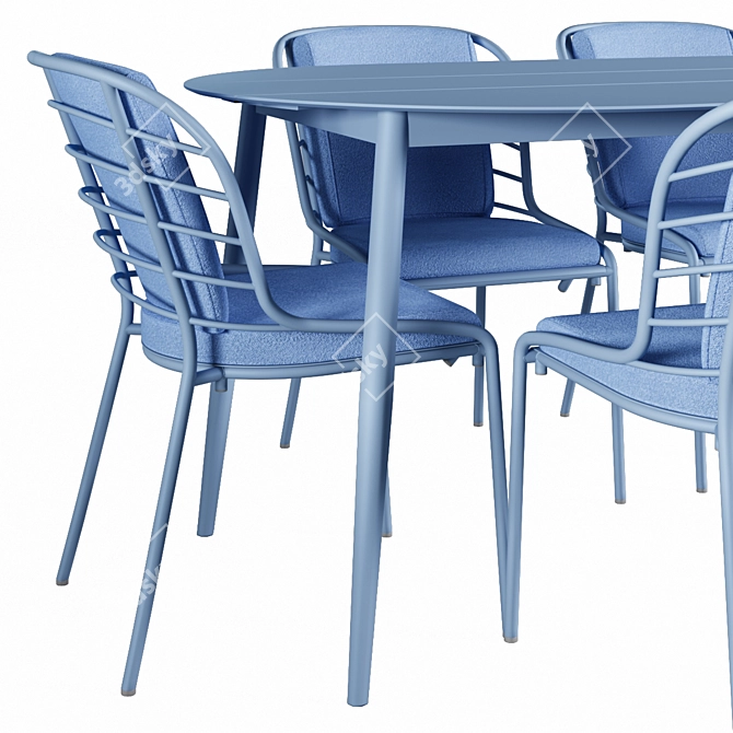 Elegant Cancún Outdoor Dining Set 3D model image 4