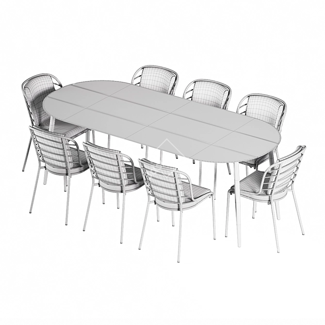 Elegant Cancún Outdoor Dining Set 3D model image 7