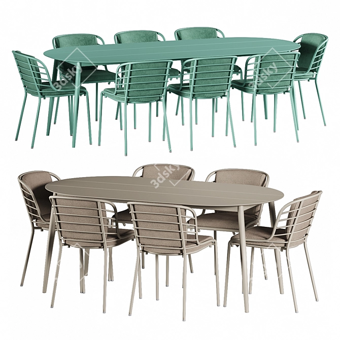 Elegant Cancún Outdoor Dining Set 3D model image 8