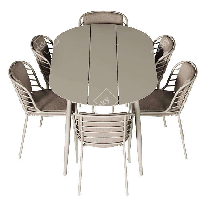 Elegant Cancún Outdoor Dining Set 3D model image 9