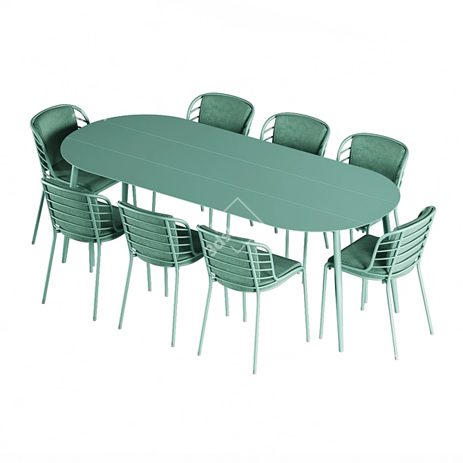 Elegant Cancún Outdoor Dining Set 3D model image 10