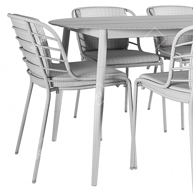 Elegant Cancún Outdoor Dining Set 3D model image 14