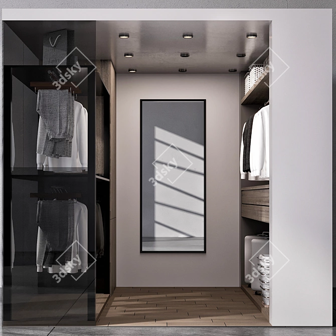 Modern Wood Wardrobe Design 3D model image 2