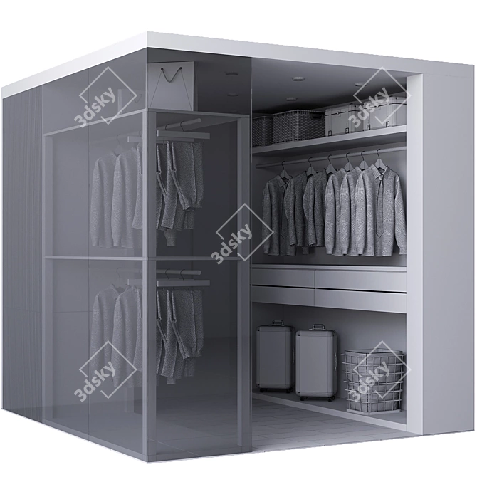 Modern Wood Wardrobe Design 3D model image 5