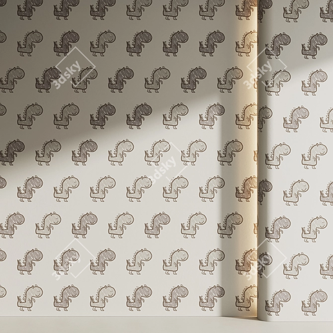 Dinosaur Pattern Wallpaper 4K 3D model image 3