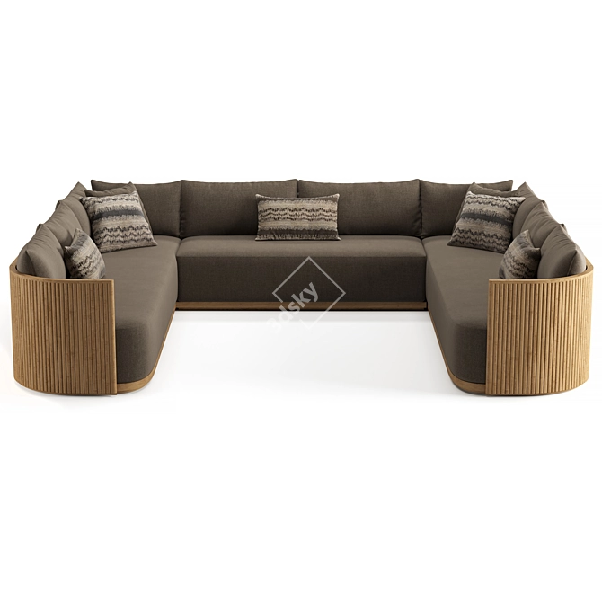 Restoration Hardware Teak Sectional Sofa 3D model image 2