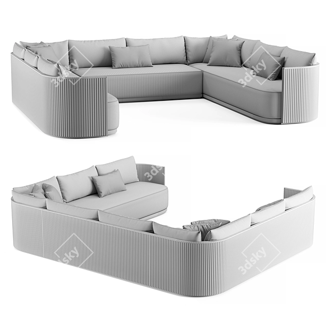 Restoration Hardware Teak Sectional Sofa 3D model image 4