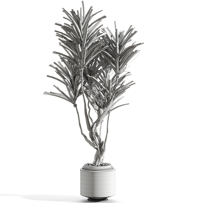 Elegant Vase Branch Decor Display 3D model image 2