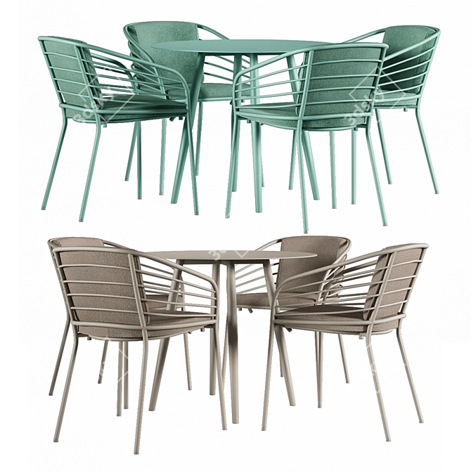 Cancún Outdoor Dining Set 3D model image 1