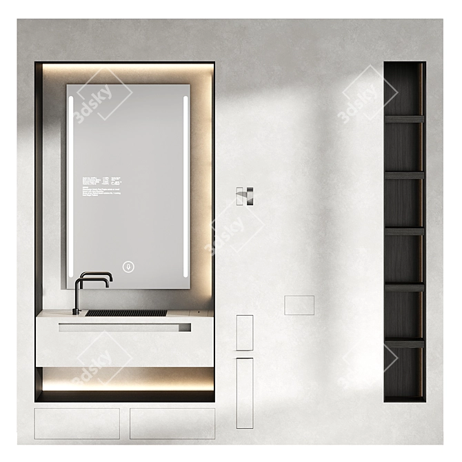 Minimalist Bathroom Vanity Set 3D model image 2