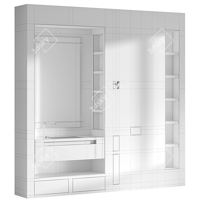 Minimalist Bathroom Vanity Set 3D model image 6