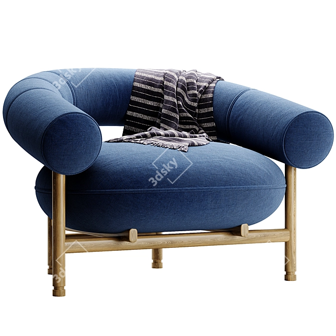 Modern Loop Armchair with Upholstered Fabric 3D model image 1