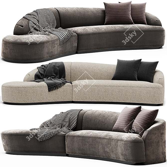 Modern Curved Sectional Sofa 3D model image 2