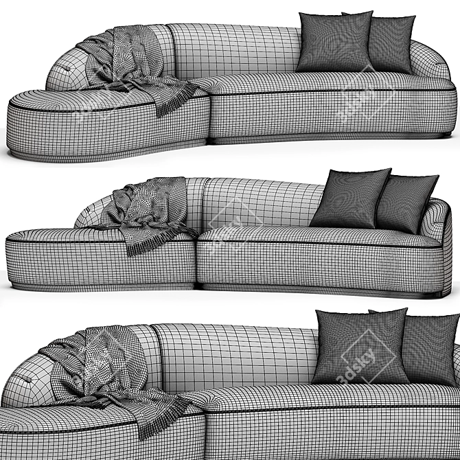 Modern Curved Sectional Sofa 3D model image 5