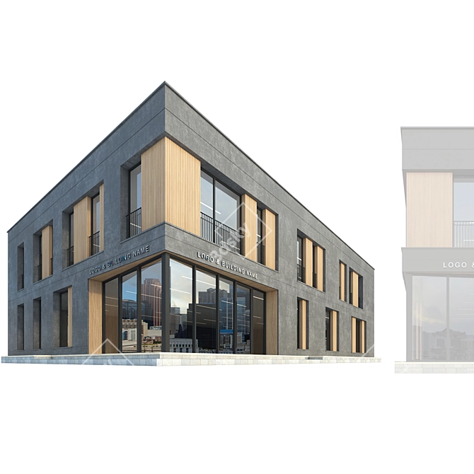 Detailed Modern Commercial Building Model 3D model image 6