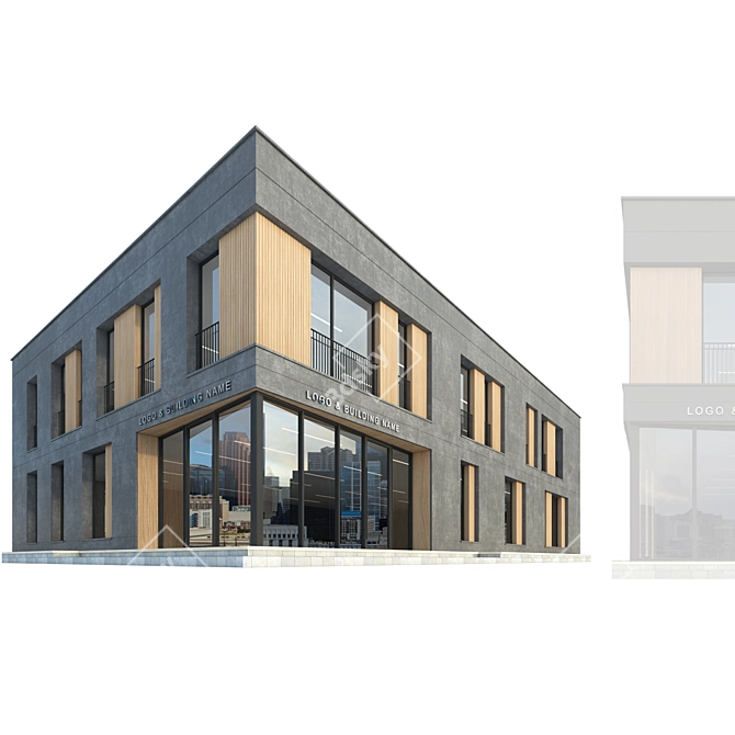 Detailed Modern Commercial Building Model 3D model image 7