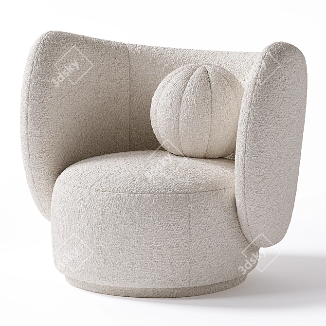 Stylish Rico Swivel Lounge Chair 3D model image 2