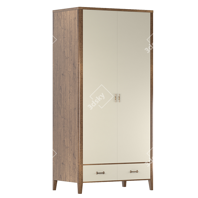 Paris Chic Two-Door Wardrobe 3D model image 2