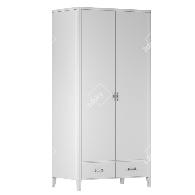 Paris Chic Two-Door Wardrobe 3D model image 4