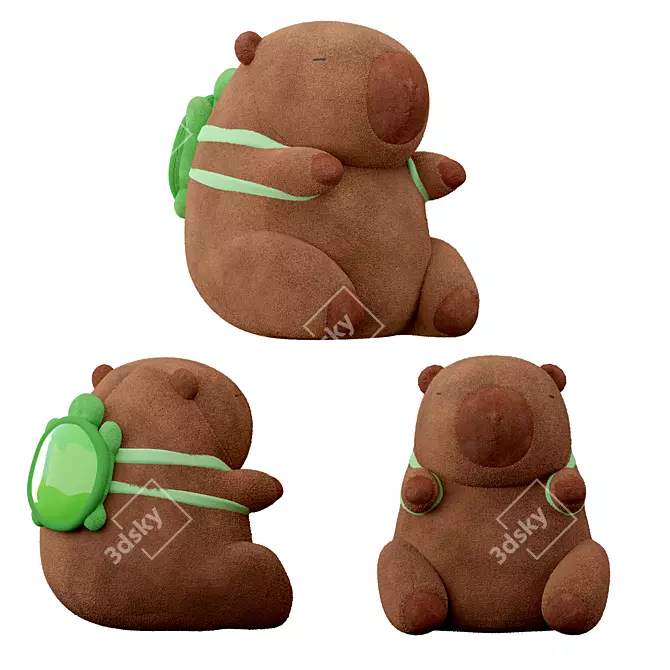 Capibara Plush Toy for Decor 3D model image 2