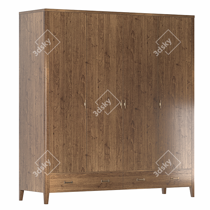 Parisian Chic Four-Door Wardrobe 3D model image 3