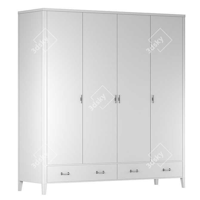 Parisian Chic Four-Door Wardrobe 3D model image 4