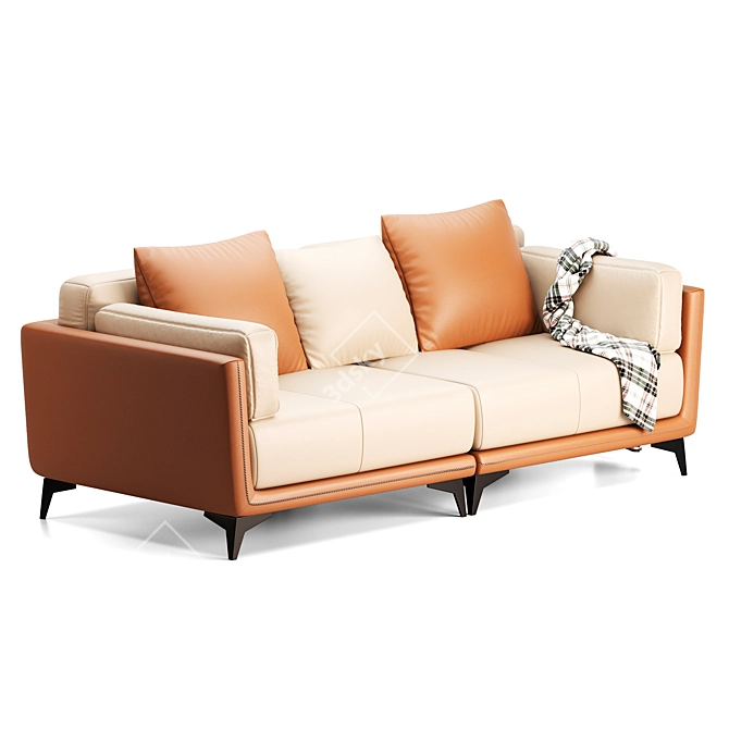 Luxury All-Leather Sofa Model 3D model image 4