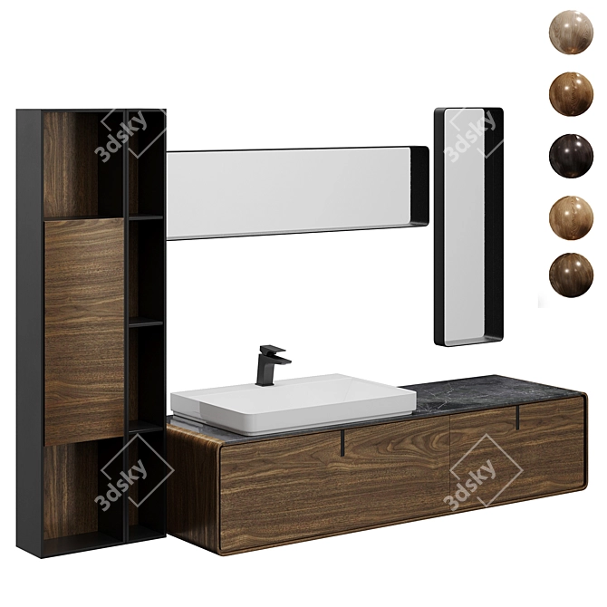 Modern Bathroom Furniture Set Render-ready 3D model image 1