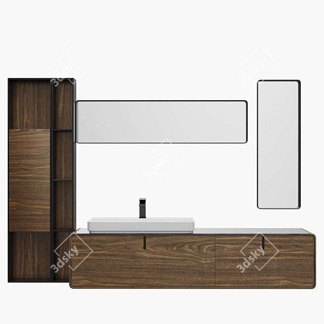 Modern Bathroom Furniture Set Render-ready 3D model image 2