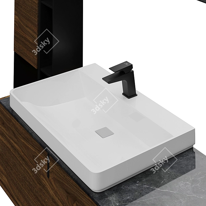 Modern Bathroom Furniture Set Render-ready 3D model image 3