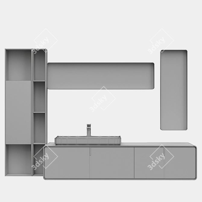 Modern Bathroom Furniture Set Render-ready 3D model image 4