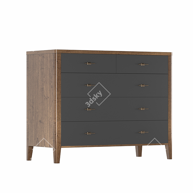 Parisian Chic 5-Drawer Chest 3D model image 1