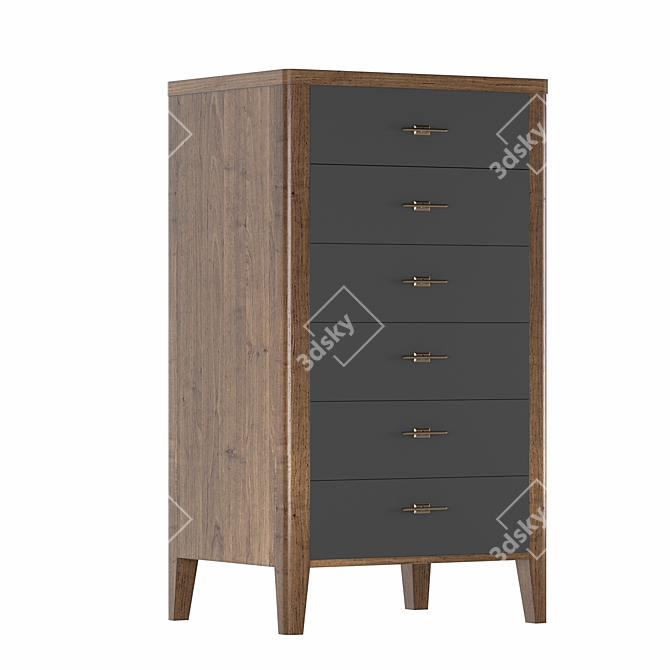 Parisian Chic 6-Drawer Chest 3D model image 1