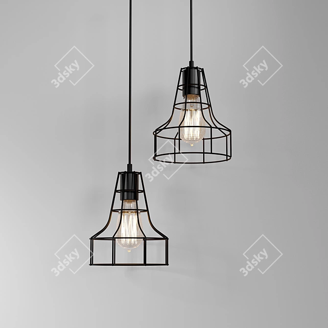 Industrial Loft Metal Chandelier 3D model image 11