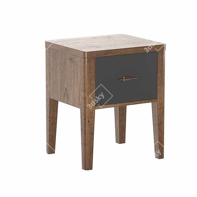 Paris Chic Bedside Table with Drawer 3D model image 1