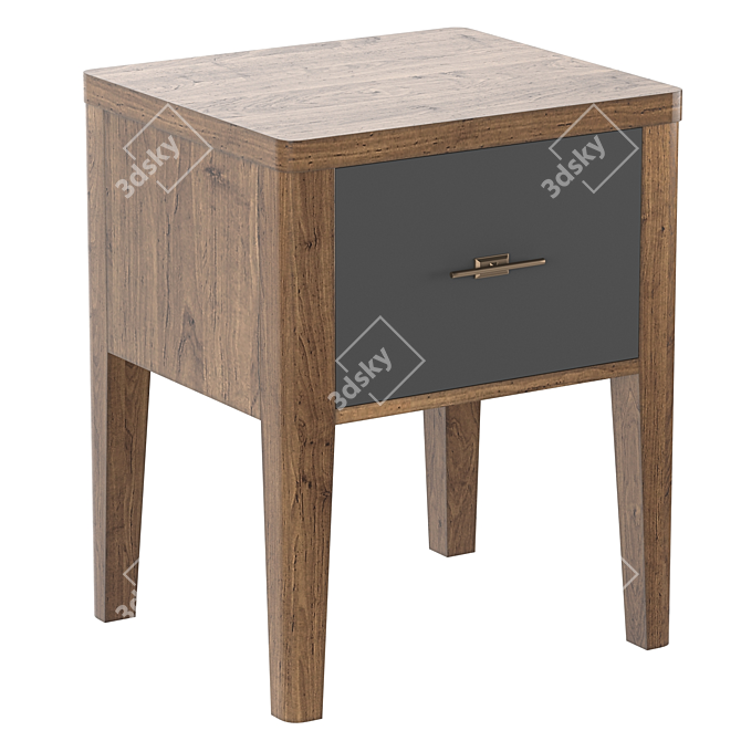 Paris Chic Bedside Table with Drawer 3D model image 5