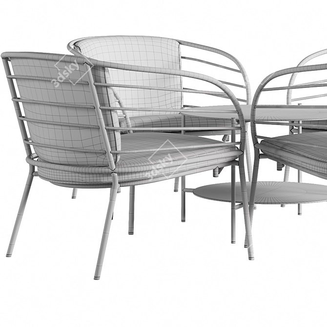 Modern Cancún Outdoor Lounge Set 3D model image 6