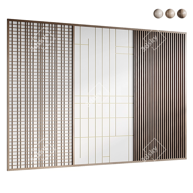 Wooden Wall Panel 420cm x 300cm 3D model image 2