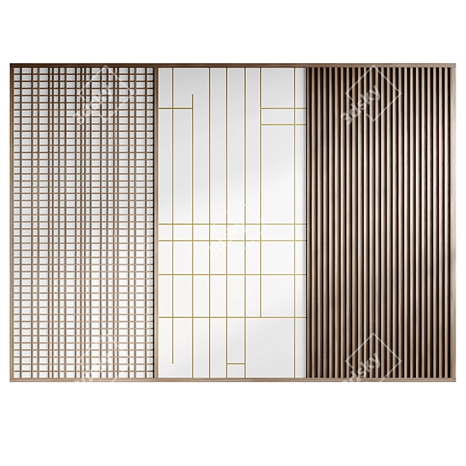 Wooden Wall Panel 420cm x 300cm 3D model image 3