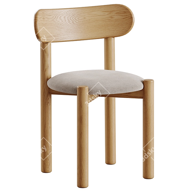 Nebai Chair: Solid & Soft Back 3D model image 3