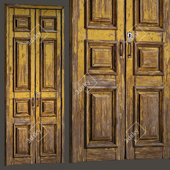 Vintage Old Door 3D Model 3D model image 1