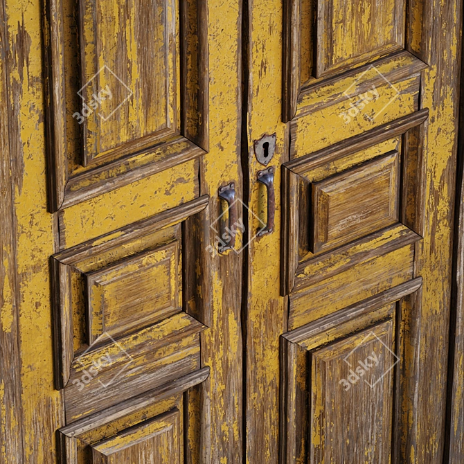 Vintage Old Door 3D Model 3D model image 2