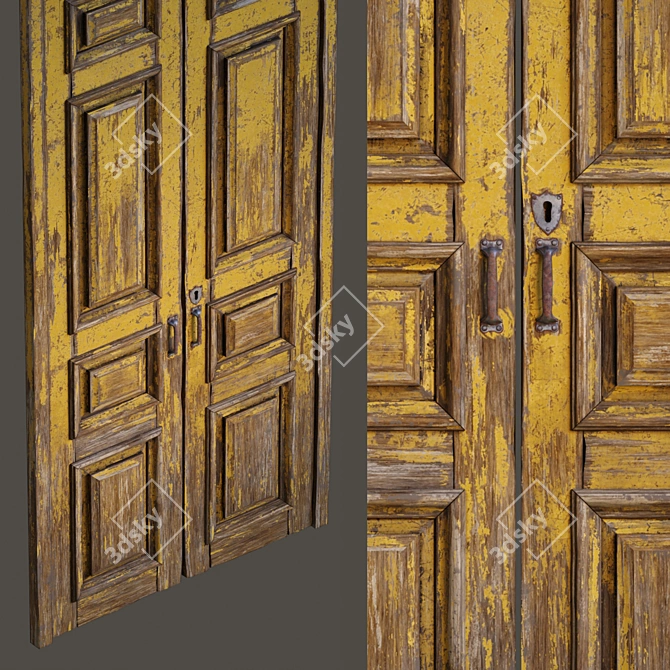 Vintage Old Door 3D Model 3D model image 6