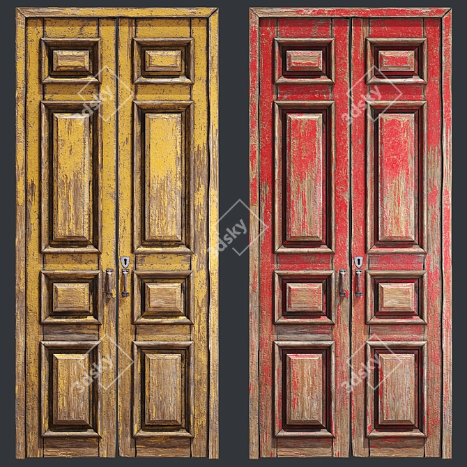 Vintage Old Door 3D Model 3D model image 9