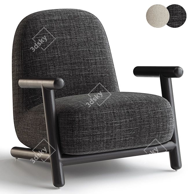 Modern Upholstered Armchair 3D Model 3D model image 1