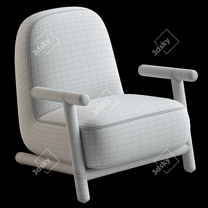 Modern Upholstered Armchair 3D Model 3D model image 4