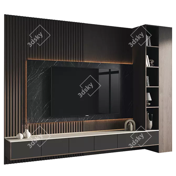 Modern TV Wall Set Design 3D model image 1