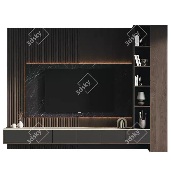 Modern TV Wall Set Design 3D model image 2